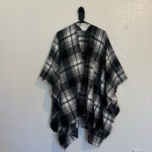 Old Navy Black and White Plaid Poncho